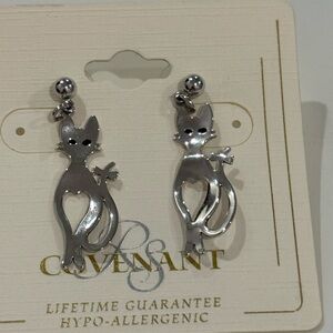 Silver Cat Earrings, never worn